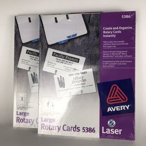 AVERY 3x5 inch Rotary Cards 150 Rolodex Refills Blank 5386 Laser Printer Set (2)